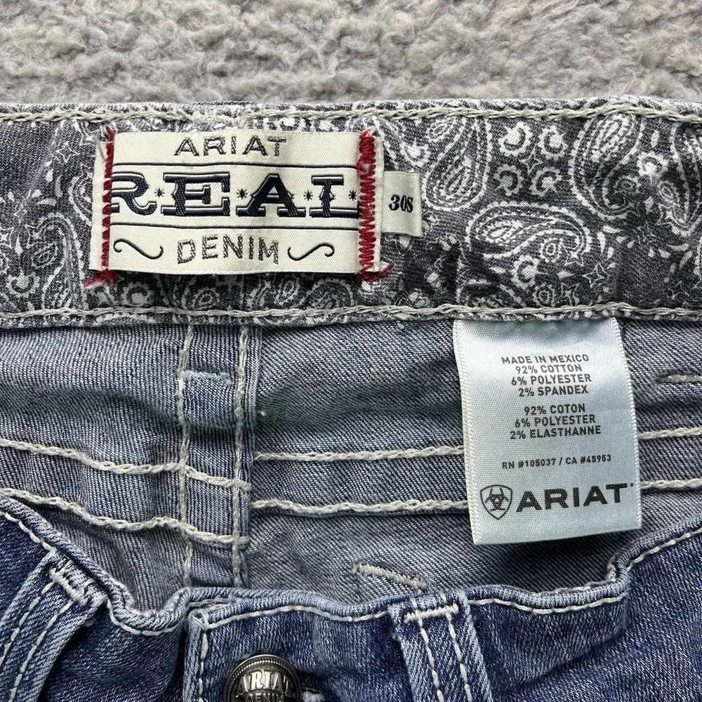 Ariat REAL Jeans Womens 30x30 Blue Performance Stretch Straight Leg Mid Rise 30S - Picture 5 of 16